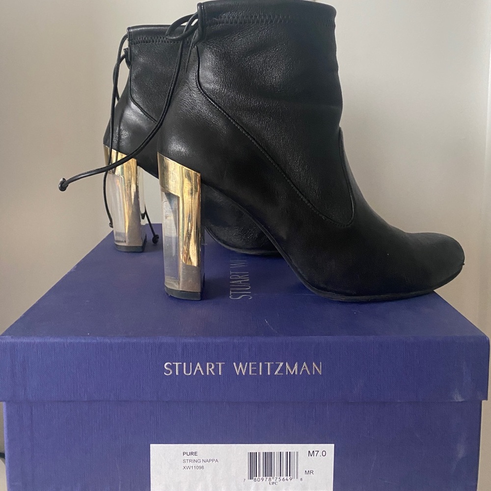 Stuart Weitzman Pure String Nappa Black booties Size 7